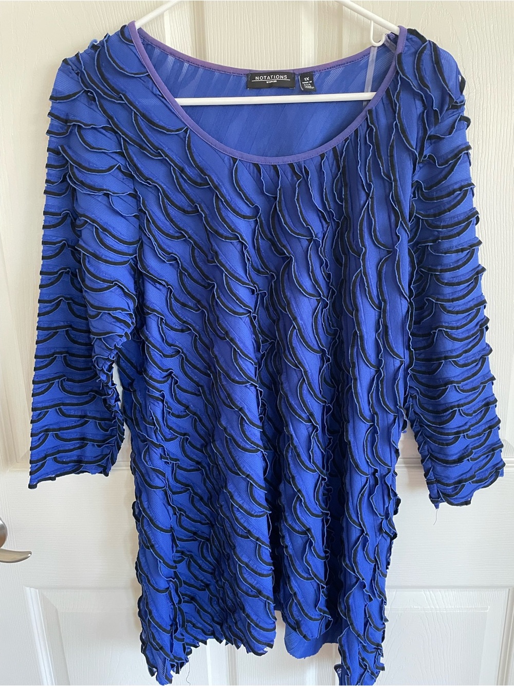 Notations Royal Blue Ruffled Tunic Top